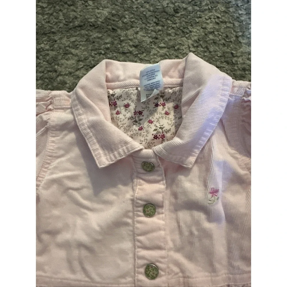 Old Navy Toddler Pink Corduroy Smock Dress Size 4T Girls Button Floral DARLING